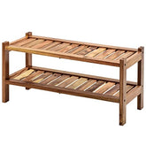 ONIJA Sheesham Wood Shoe Rack, Natural, Entryway, Stackable, Small, Stand, Free Standing, 27 X 68 X 29 cm
